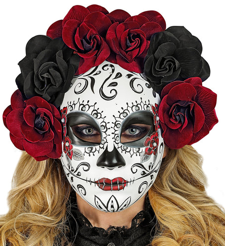 e-carnavalskleding-SYK Day of the Dead masker met rozen