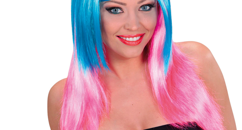 e-carnavalskleding-SYK Dip dye pruik blauw roze