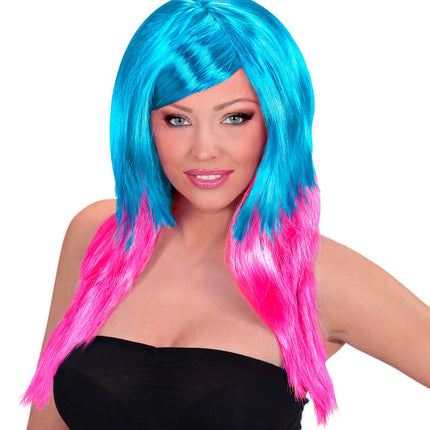 e-carnavalskleding-SYK Dip dye pruik blauw roze