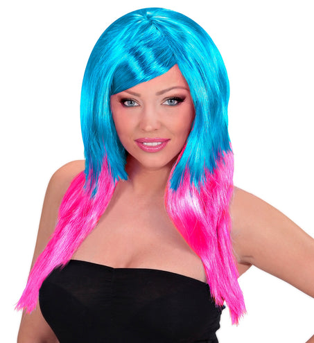 e-carnavalskleding-SYK Dip dye pruik blauw roze