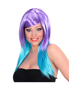 e-carnavalskleding-SYK Dip dye pruik paars blauw