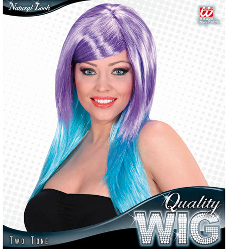 e-carnavalskleding-SYK Dip dye pruik paars blauw