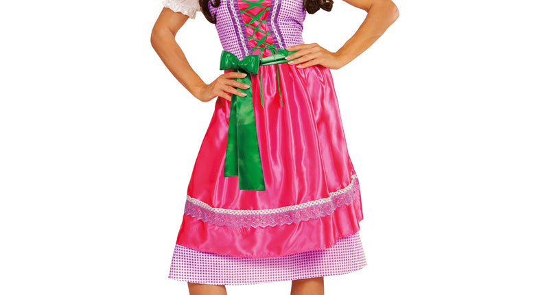 e-carnavalskleding-SYK Dirndl jurk roze groen