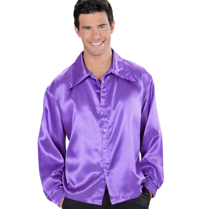 e-carnavalskleding-SYK Disco blouse paars Jim heren