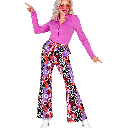 e-carnavalskleding-SYK Disco broek groovy stijl jaren 70 dames