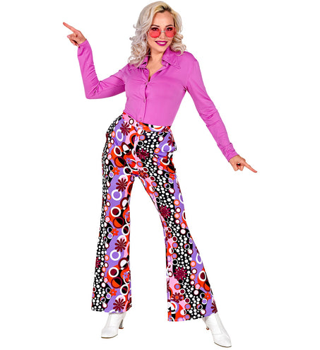 e-carnavalskleding-SYK Disco broek groovy stijl jaren 70 dames
