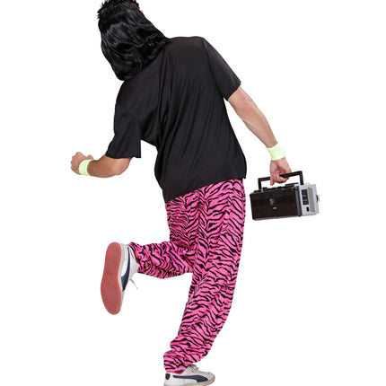 e-carnavalskleding-SYK Disco broek roze zebra print