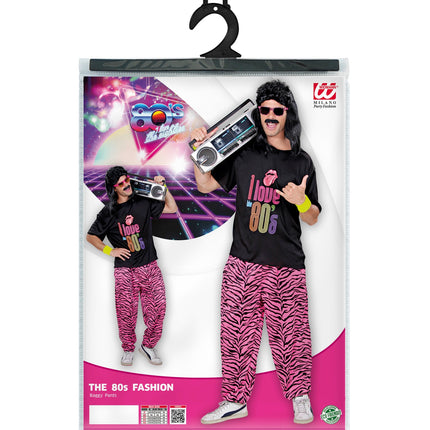 e-carnavalskleding-SYK Disco broek roze zebra print