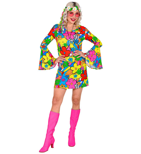 e-carnavalskleding-SYK Disco hippie jurk jaren 70 dames