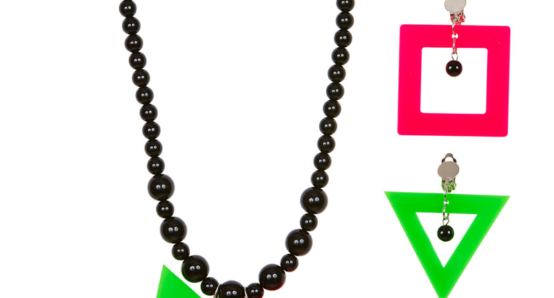 e-carnavalskleding-SYK Disco ketting met oorbellen neon
