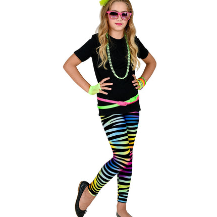 e-carnavalskleding-SYK Disco legging neon dierenprint jaren 80 kinderen