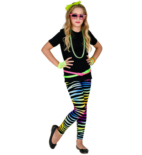 e-carnavalskleding-SYK Disco legging neon dierenprint jaren 80 kinderen