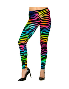 e-carnavalskleding-SYK Disco legging neon zebraprint dames