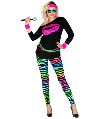 e-carnavalskleding-SYK Disco legging neon zebraprint dames