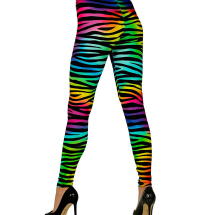e-carnavalskleding-SYK Disco legging neon zebraprint dames