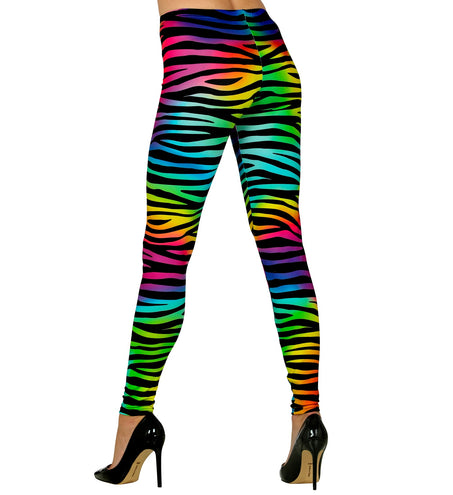 e-carnavalskleding-SYK Disco legging neon zebraprint dames