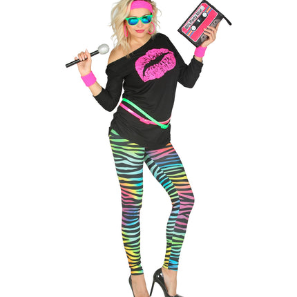 e-carnavalskleding-SYK Disco legging neon zebraprint dames