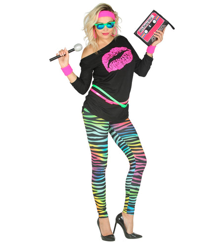 e-carnavalskleding-SYK Disco legging neon zebraprint dames