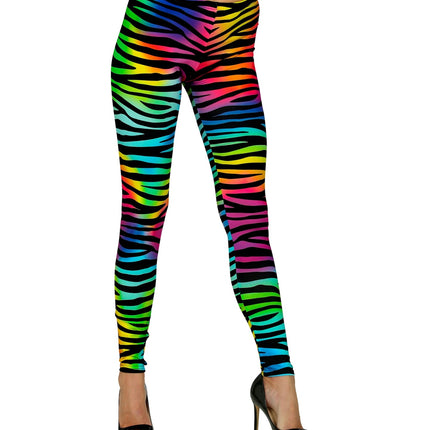 e-carnavalskleding-SYK Disco legging neon zebraprint dames