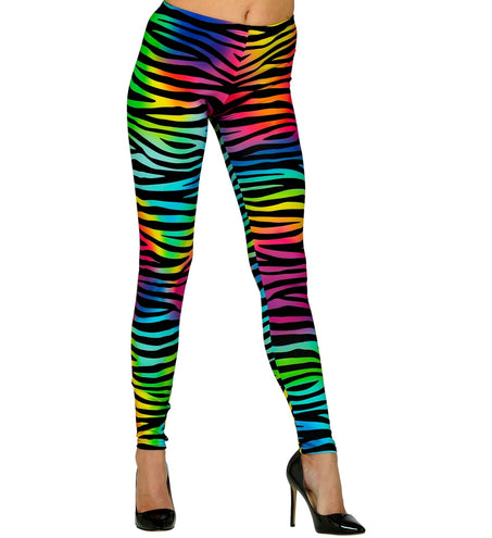 e-carnavalskleding-SYK Disco legging neon zebraprint dames