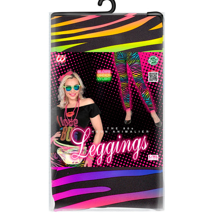 e-carnavalskleding-SYK Disco legging neon zebraprint dames