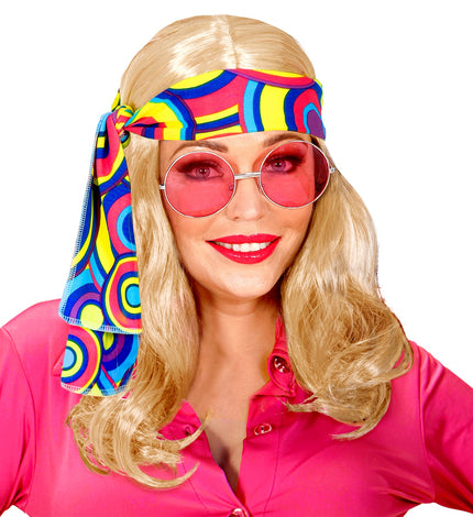 e-carnavalskleding-SYK Disco pruik hippie met hoofdband blond