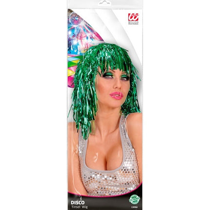 e-carnavalskleding-SYK Disco pruik lurex groen