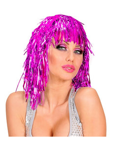 e-carnavalskleding-SYK Disco pruik lurex roze