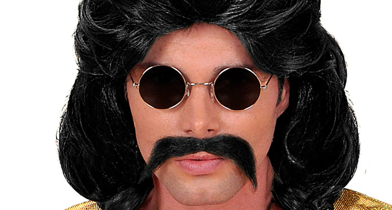 e-carnavalskleding-SYK Disco pruik seventies man zwart met snor
