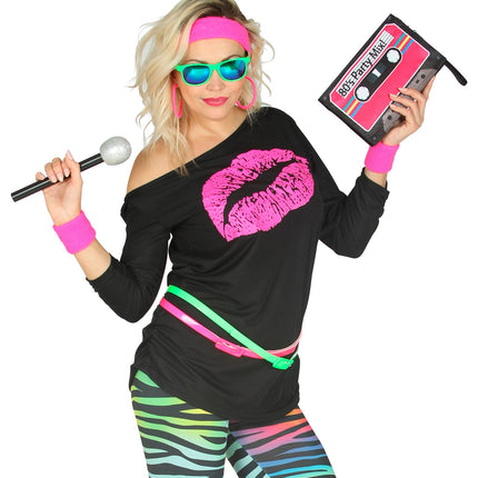 e-carnavalskleding-SYK Disco shirt dames lippenstift