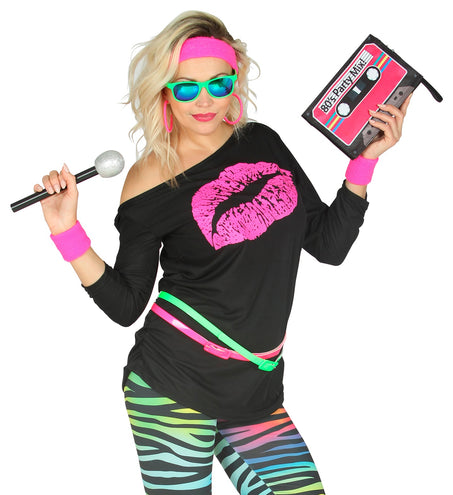 e-carnavalskleding-SYK Disco shirt dames lippenstift