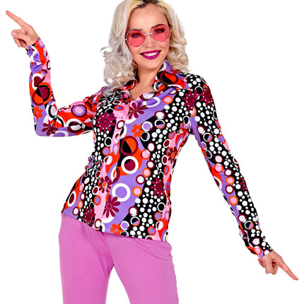 e-carnavalskleding-SYK Disco shirt groovy stijl jaren 70 dames