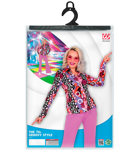 e-carnavalskleding-SYK Disco shirt groovy stijl jaren 70 dames