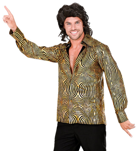 e-carnavalskleding-SYK Disco shirt jaren 70 goud heren
