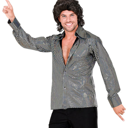 e-carnavalskleding-SYK Disco shirt jaren 70 zilver heren