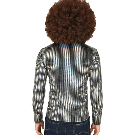 e-carnavalskleding-SYK Disco shirt jaren 70 zilver heren