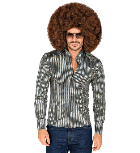 e-carnavalskleding-SYK Disco shirt jaren 70 zilver heren