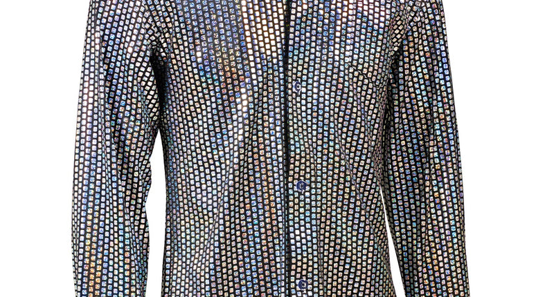 e-carnavalskleding-SYK Disco shirt jaren 70 zilver heren