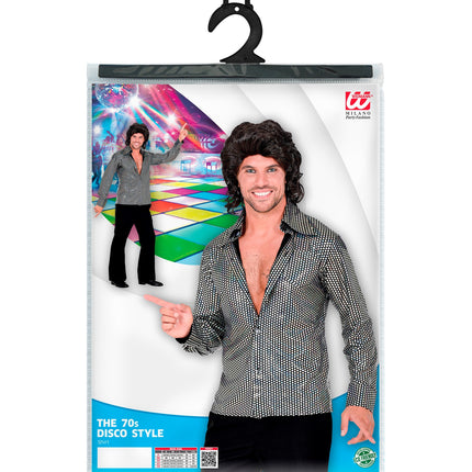 e-carnavalskleding-SYK Disco shirt jaren 70 zilver heren