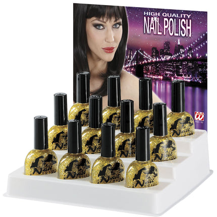 e-carnavalskleding-SYK display nagellak glitter goud