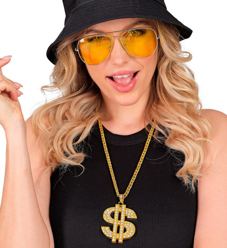 e-carnavalskleding-SYK Dollarketting strass  goud