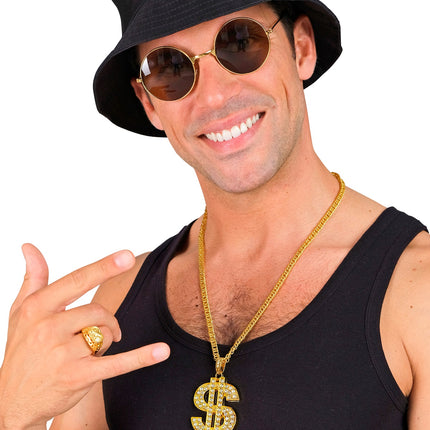 e-carnavalskleding-SYK Dollarketting strass  goud