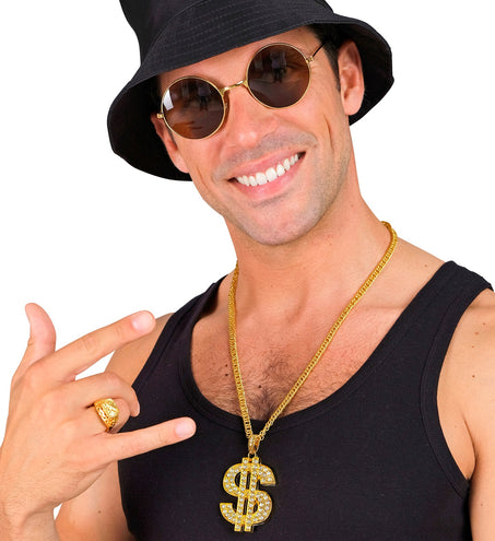 e-carnavalskleding-SYK Dollarketting strass  goud
