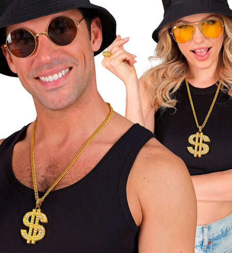 e-carnavalskleding-SYK Dollarketting strass  goud