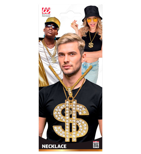 e-carnavalskleding-SYK Dollarketting strass  goud