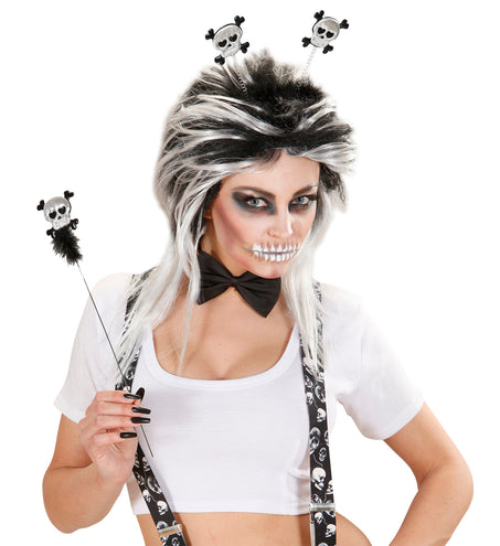 e-carnavalskleding-SYK Doodshoofd schedel hoofdband met staf