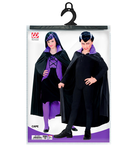 e-carnavalskleding-SYK Dracula cape zwart met paarse kraag kinderen