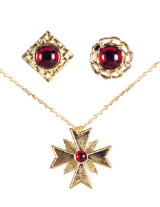 e-carnavalskleding-SYK Dracula ketting met ringen Robijn