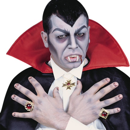 e-carnavalskleding-SYK Dracula ketting met ringen Robijn