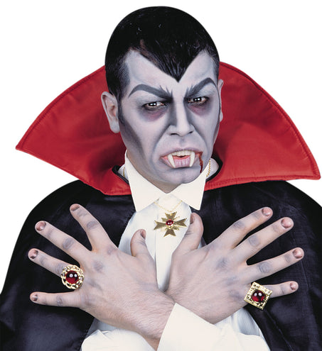 e-carnavalskleding-SYK Dracula ketting met ringen Robijn